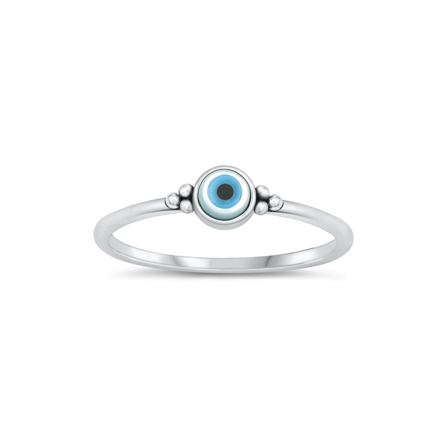 Evil Eye Silver Stone Ring