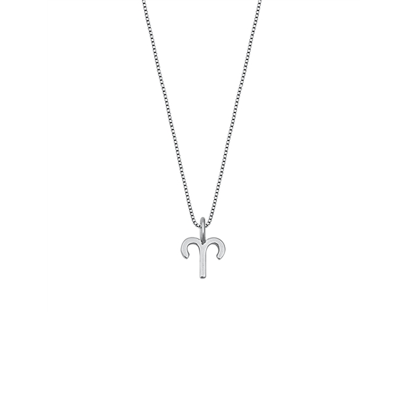 Bold Aries zodiac necklace with a 10 mm 925 sterling silver pendant and adjustable chain.