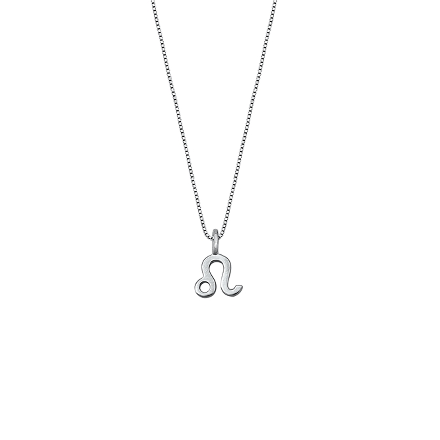 Elegant Leo zodiac necklace with an 8 mm 925 sterling silver pendant and adjustable chain.