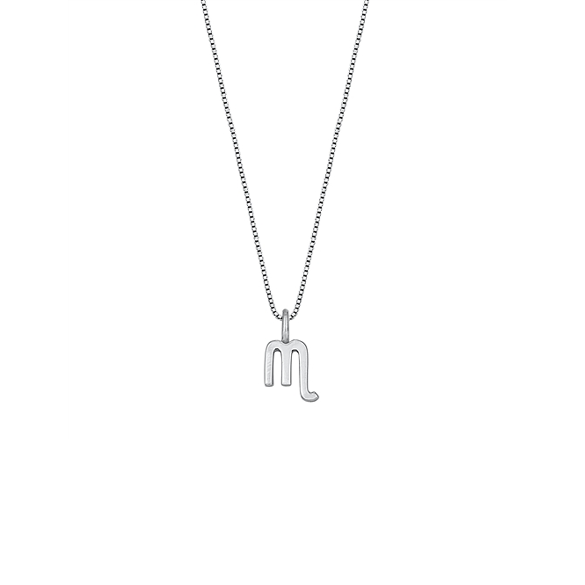 Bold Scorpio zodiac necklace with a 9 mm 925 sterling silver pendant and adjustable chain.