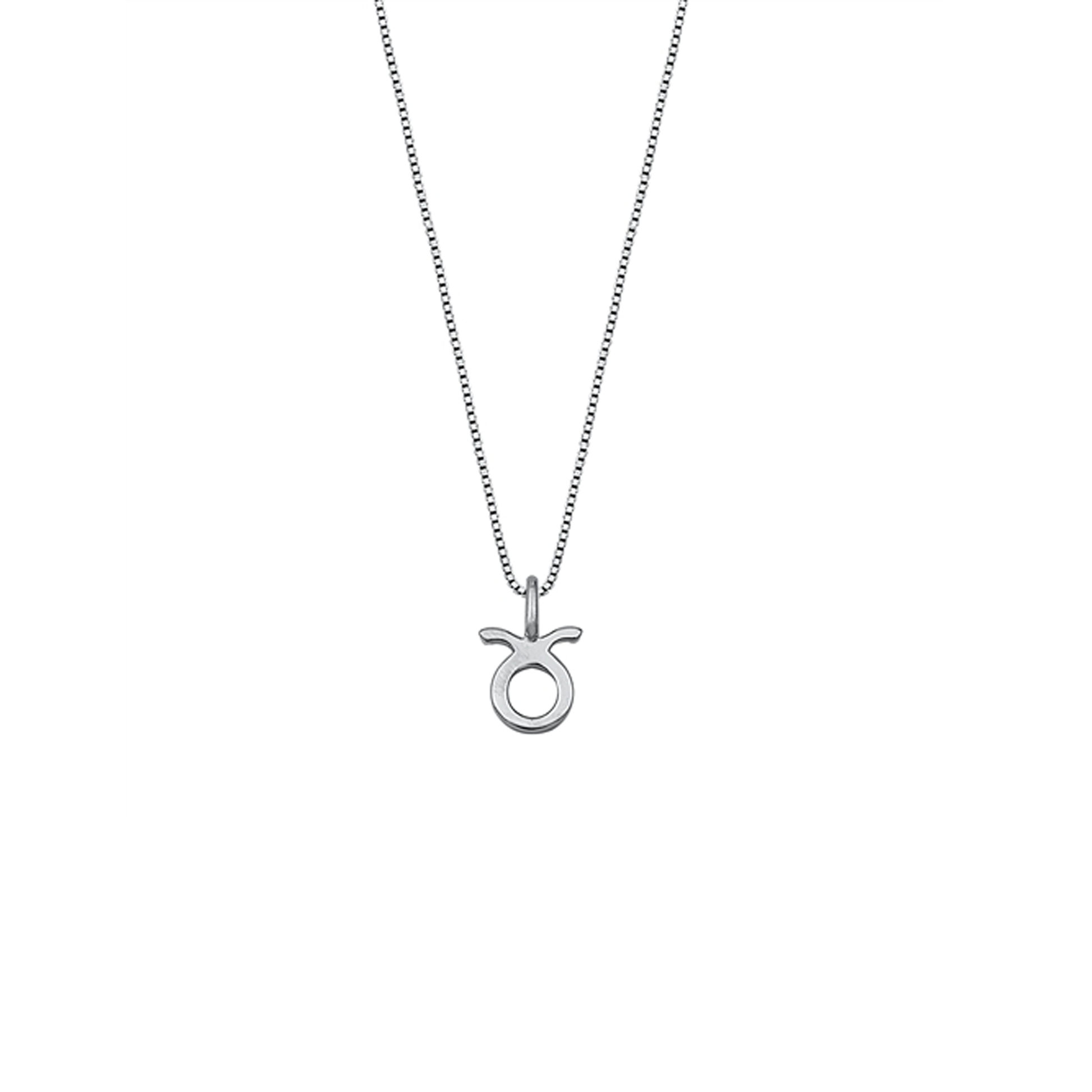 Elegant Taurus zodiac necklace with an 8 mm 925 sterling silver pendant and adjustable chain.